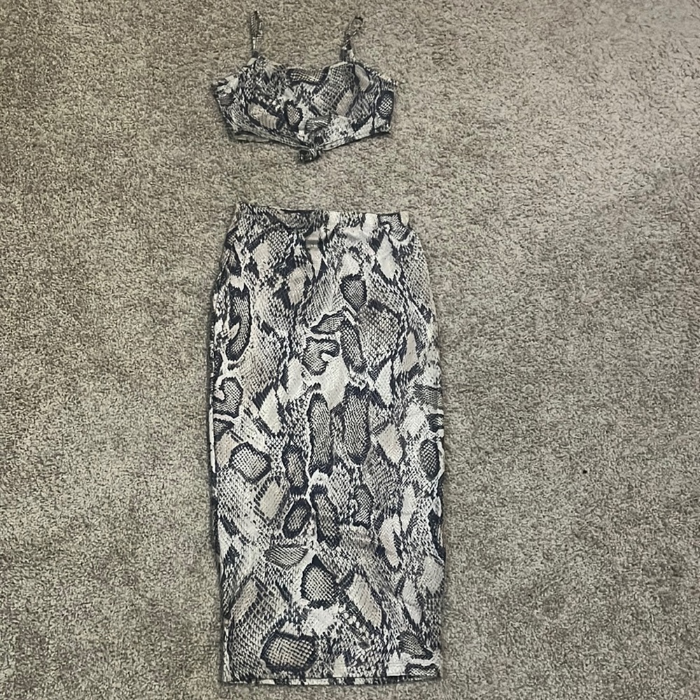 Snakeskin two piece skirt set